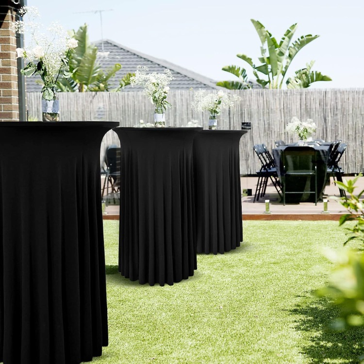 White or Black 5ft Round Spandex Cocktail Tablecloth